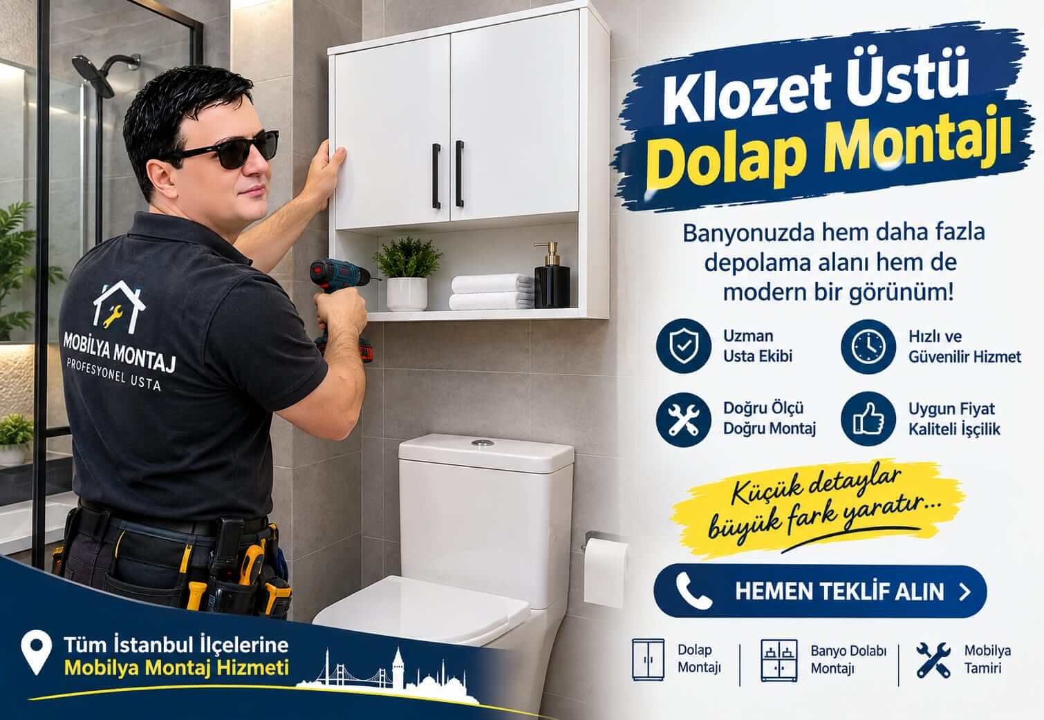 Klozet Üstü Dolap Montajı Nasıl Yapılır? Adım Adım Kurulum, Püf Noktaları ve Güvenlik Rehberi