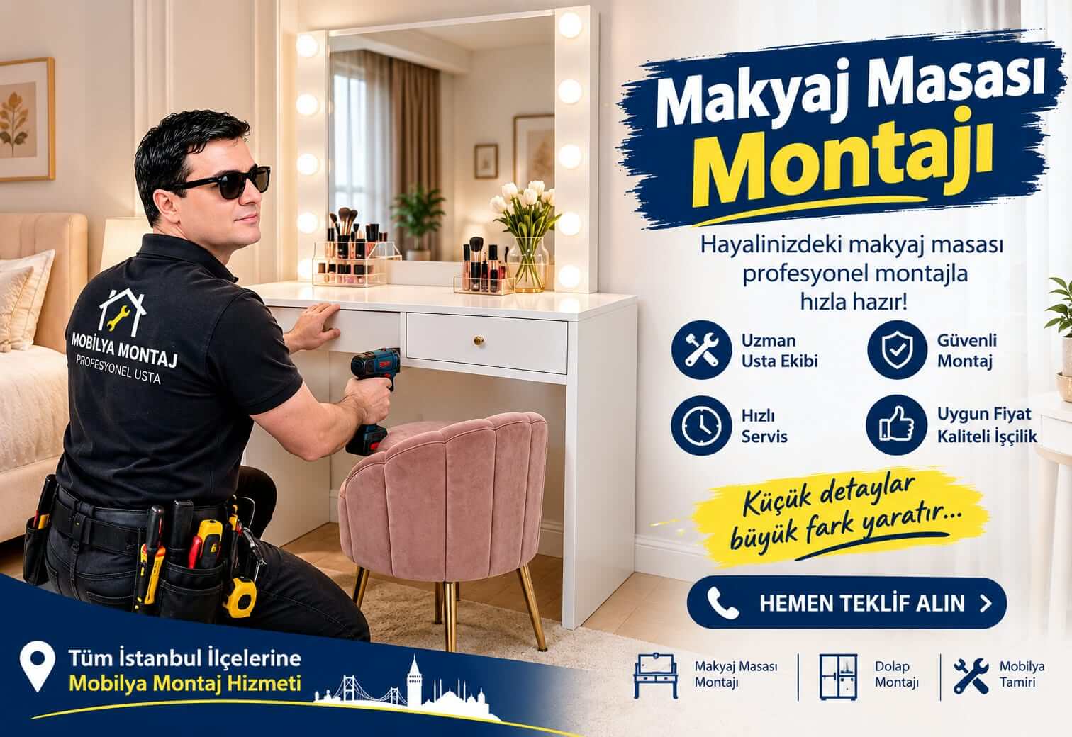 Makyaj Masası Montajı Nasıl Yapılır? Adım Adım Kurulum, Püf Noktaları ve Güvenlik Rehberi